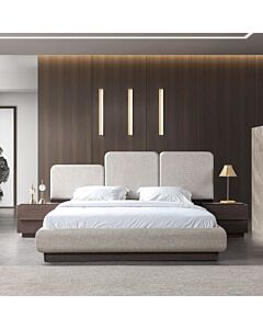 طقم غرفة نوم كينغ 5 قطع يوكا - 180×200 سم - بيج وبني