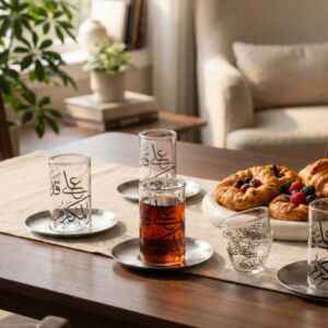 طقم كاسات شاي وقهوة دبل وول - 18 قطعة - اسود