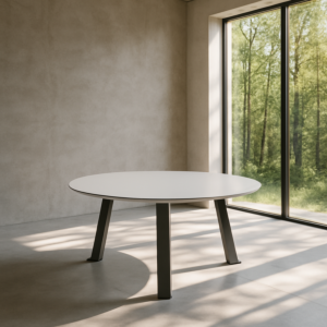 طاولة اجتماع دائرية لون ابيض ارجل رصاصي - ابيض ارجل ابيض مقاس -800-750H موديل TR-MEETING TABLE