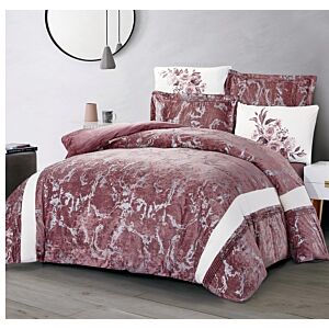 طقم لحاف كينغ مخمل ايما - 6 قطع - لحمي غامق