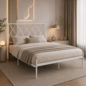 سرير كوين 200x140 سم ايلاس - أبيض