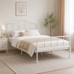 سرير كوين 200x140 سم كاسبر - أبيض